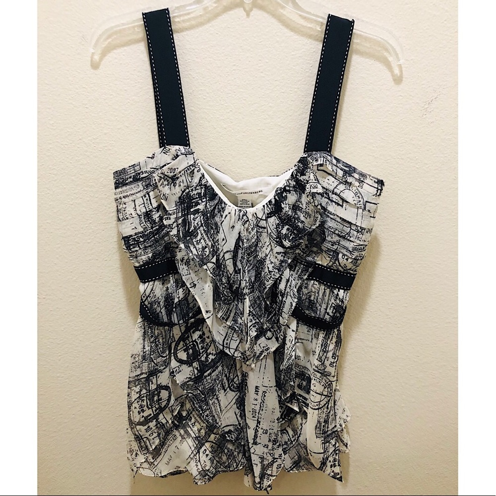 Diane von Furstenberg Black/ White Printed Top